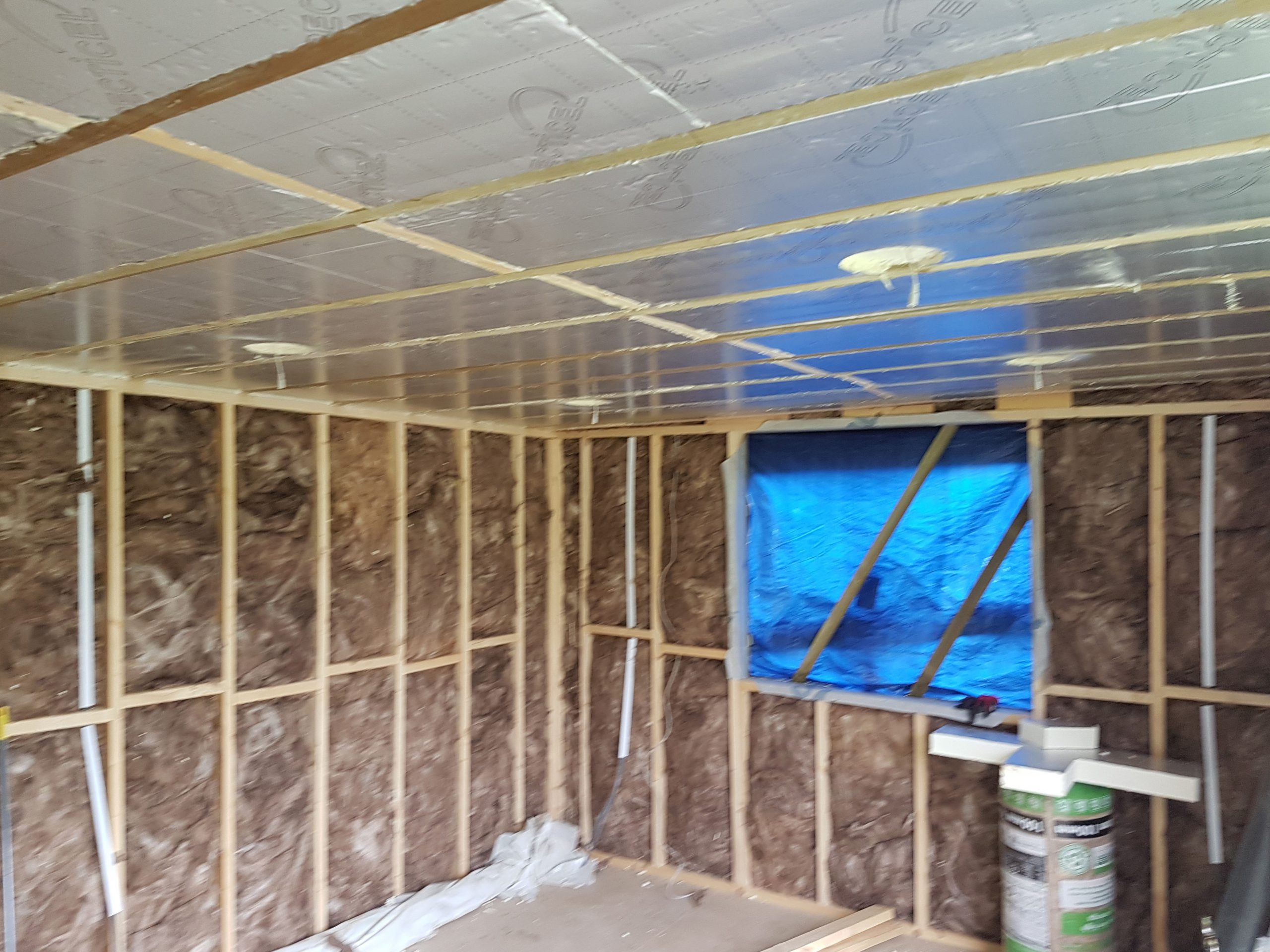 internal wool and board insulation before plasterboard