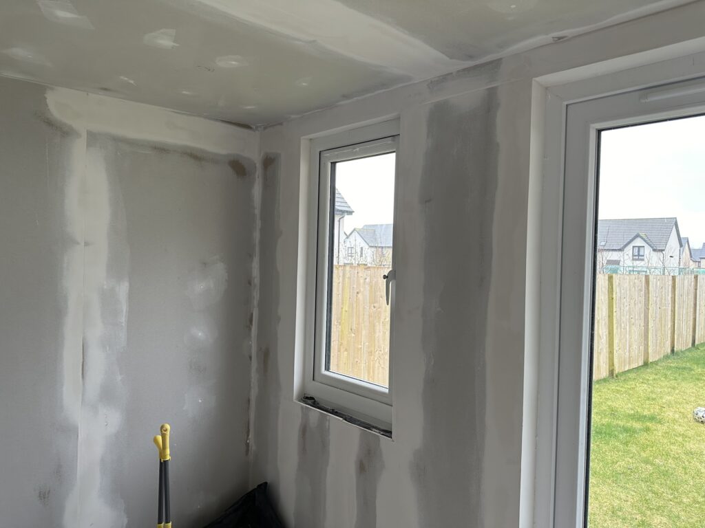 Customer Garden Room plasterboard